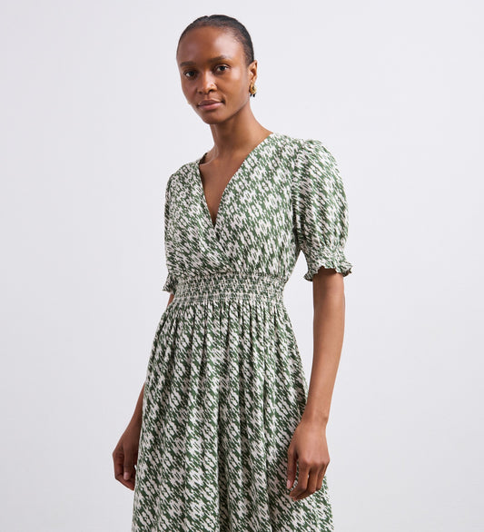 Emily Green Ikat Linen Blend Midi Dress