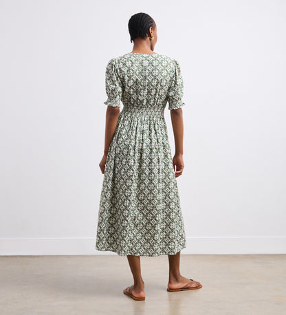 Emily Green Ikat Linen Blend Midi Dress