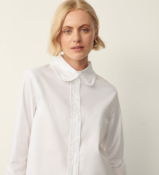 Nina White Long Sleeve Cotton Rich Shirt
