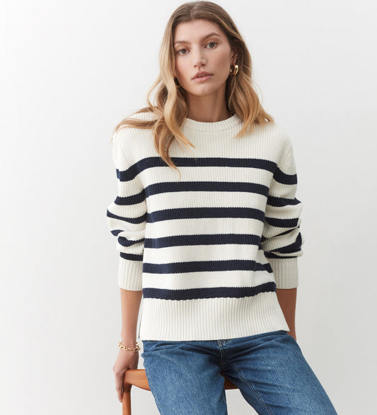 Serena Ivory Stripe Cotton Mix Sweater