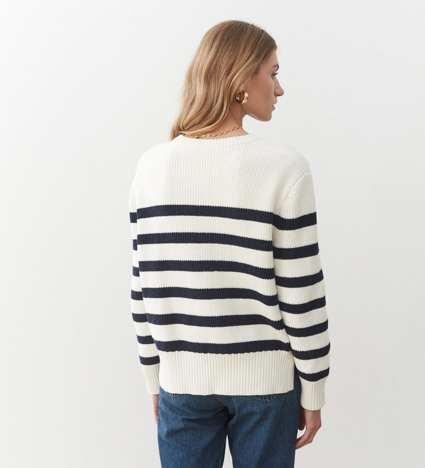 Serena Ivory Stripe Cotton Mix Sweater