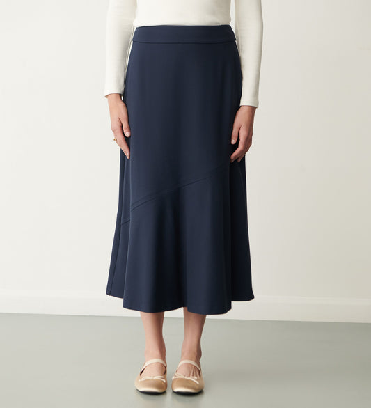 Grace Navy Ponte Jersey Midi Skirt