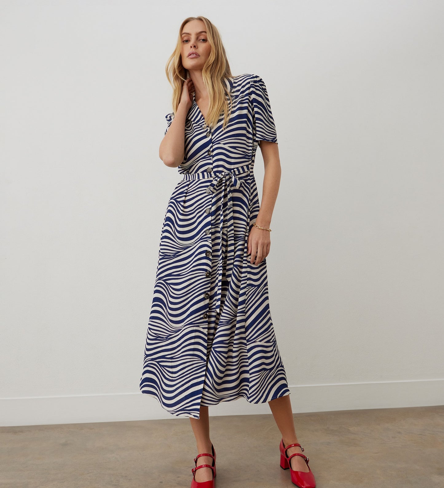 Danica Blue Striped Midi Dress